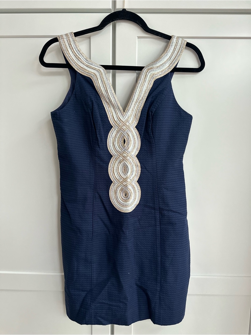 Lilly Pulitzer Navy Mini Dress with Gold Trimmed V-Neck